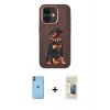 MARSİLYAN™- iPhone 11 Kılıf Nova Form Koleksiyonu - Siyah 6D Mat Seramik Hayalet Nano Ekran Koruyucu + Turuncu Neon Fosforlu Kamera Lens
