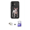 MARSİLYAN™- iPhone 11 Kılıf Nova Form Koleksiyonu - Siyah Bilvis 5in1 5D Magic Hayalet Cam Ekran Koruyucu + Pers Alüminyum Kamera Lens - GD