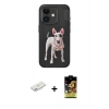 MARSİLYAN™- iPhone 11 Kılıf Nova Form Koleksiyonu - Siyah Buffer Cam Ekran Koruyucu + Pembe Renkli Kamera Lens Koruma Cam