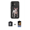 MARSİLYAN™- iPhone 11 Kılıf Nova Form Koleksiyonu - Siyah Buffer Hayalet Cam Ekran Koruyucu + Mavi PVD Metal Kamera Lens