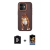 MARSİLYAN™- iPhone 11 Kılıf Nova Form Koleksiyonu - Siyah Buffer Hayalet Cam Ekran Koruyucu + Turuncu PVD Metal Kamera Lens