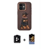 MARSİLYAN™- iPhone 11 Kılıf Nova Form Koleksiyonu - Siyah Buffer Hayalet Cam Ekran Koruyucu + Turuncu PVD Metal Kamera Lens