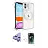 MARSİLYAN™- iPhone 11 Kılıf Nova Işık Özel Seri - Şeffaf 360 Full Body Arka Koruyucu + Raze Metal Kamera Lens - MR