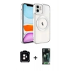 MARSİLYAN™- iPhone 11 Kılıf Nova Işık Özel Seri - Şeffaf 360 Full Body Arka Koruyucu + PVD Metal Kamera Lens - TU