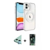 MARSİLYAN™- iPhone 11 Kılıf Nova Işık Özel Seri - Şeffaf 360 Full Body Arka Koruyucu + Raze Metal Kamera Lens - MI