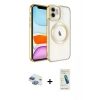 MARSİLYAN™- iPhone 11 Kılıf Nova Işık Özel Seri - Şeffaf Pasifik Cam Ekran Koruyucu + Pers Alüminyum Kamera Lens - GI