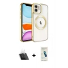 MARSİLYAN™- iPhone 11 Kılıf Nova Işık Özel Seri - Şeffaf Pasifik Cam Ekran Koruyucu + Kamera Lens Koruma Cam - SF