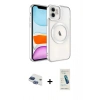 MARSİLYAN™- iPhone 11 Kılıf Nova Işık Özel Seri - Şeffaf Pasifik Cam Ekran Koruyucu + Pers Alüminyum Kamera Lens - LT