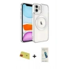 MARSİLYAN™- iPhone 11 Kılıf Nova Işık Özel Seri - Şeffaf Pasifik Cam Ekran Koruyucu + Rainbow Kamera Lens Koruma Cam - KI