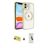 MARSİLYAN™- iPhone 11 Kılıf Nova Işık Özel Seri - Şeffaf Pasifik Cam Ekran Koruyucu + Rainbow Kamera Lens Koruma Cam - KI