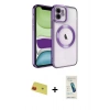 MARSİLYAN™- iPhone 11 Kılıf Nova Işık Özel Seri - Şeffaf Pasifik Cam Ekran Koruyucu + Rainbow Kamera Lens Koruma Cam - KI