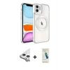 MARSİLYAN™- iPhone 11 Kılıf Nova Işık Özel Seri - Şeffaf Pasifik Cam Ekran Koruyucu + Raze Metal Kamera Lens - GS
