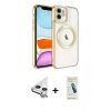 MARSİLYAN™- iPhone 11 Kılıf Nova Işık Özel Seri - Şeffaf Pasifik Cam Ekran Koruyucu + Raze Metal Kamera Lens - GS