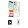 MARSİLYAN™- iPhone 11 Kılıf Nova Işık Özel Seri - Şeffaf Pasifik Cam Ekran Koruyucu + PVD Metal Kamera Lens - SH