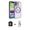 MARSİLYAN™- iPhone 11 Kılıf Nova Işık Özel Seri - Şeffaf Pasifik Cam Ekran Koruyucu + PVD Metal Kamera Lens - SH