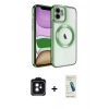 MARSİLYAN™- iPhone 11 Kılıf Nova Işık Özel Seri - Şeffaf Pasifik Cam Ekran Koruyucu + PVD Metal Kamera Lens - SH