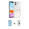 MARSİLYAN™- iPhone 11 Kılıf Nova Işık Özel Seri - Şeffaf Pasifik Cam Ekran Koruyucu + Neon Fosforlu Kamera Lens - TU