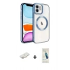 MARSİLYAN™- iPhone 11 Kılıf Nova Işık Özel Seri - Şeffaf Pasifik Cam Ekran Koruyucu + Renkli Kamera Lens Koruma Cam - YL