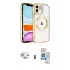 MARSİLYAN™- iPhone 11 Kılıf Nova Işık Özel Seri - Şeffaf Royal Nano Ekran Koruyucu + Pers Alüminyum Kamera Lens - GD