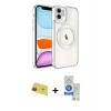 MARSİLYAN™- iPhone 11 Kılıf Nova Işık Özel Seri - Şeffaf Royal Nano Ekran Koruyucu + Rainbow Kamera Lens Koruma Cam - KI