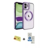MARSİLYAN™- iPhone 11 Kılıf Nova Işık Özel Seri - Şeffaf Royal Nano Ekran Koruyucu + Rainbow Kamera Lens Koruma Cam - KI