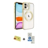 MARSİLYAN™- iPhone 11 Kılıf Nova Işık Özel Seri - Şeffaf Royal Nano Ekran Koruyucu + Rainbow Kamera Lens Koruma Cam - KI