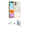 MARSİLYAN™- iPhone 11 Kılıf Nova Işık Özel Seri - Şeffaf Royal Nano Ekran Koruyucu + Renkli Kamera Lens Koruma Cam - SI