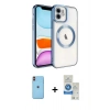 MARSİLYAN™- iPhone 11 Kılıf Nova Işık Özel Seri - Şeffaf Royal Nano Ekran Koruyucu + Neon Fosforlu Kamera Lens - TU