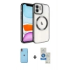 MARSİLYAN™- iPhone 11 Kılıf Nova Işık Özel Seri - Şeffaf Royal Nano Ekran Koruyucu + Neon Fosforlu Kamera Lens - TU