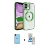 MARSİLYAN™- iPhone 11 Kılıf Nova Işık Özel Seri - Şeffaf Royal Nano Ekran Koruyucu + Neon Fosforlu Kamera Lens - TU