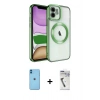 MARSİLYAN™- iPhone 11 Kılıf Nova Işık Özel Seri - Şeffaf Uv Polymer Nano Ekran Koruyucu + Neon Fosforlu Kamera Lens - MI