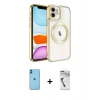 MARSİLYAN™- iPhone 11 Kılıf Nova Işık Özel Seri - Şeffaf Uv Polymer Nano Ekran Koruyucu + Neon Fosforlu Kamera Lens - MI