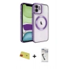 MARSİLYAN™- iPhone 11 Kılıf Nova Işık Özel Seri - Şeffaf Uv Polymer Nano Ekran Koruyucu + Rainbow Kamera Lens Koruma Cam - KI
