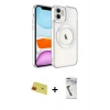 MARSİLYAN™- iPhone 11 Kılıf Nova Işık Özel Seri - Şeffaf Uv Polymer Nano Ekran Koruyucu + Rainbow Kamera Lens Koruma Cam - KI