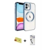 MARSİLYAN™- iPhone 11 Kılıf Nova Işık Özel Seri - Şeffaf Uv Polymer Nano Ekran Koruyucu + Rainbow Kamera Lens Koruma Cam - KI