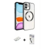 MARSİLYAN™- iPhone 11 Kılıf Nova Işık Özel Seri - Şeffaf Uv Polymer Nano Ekran Koruyucu + Renkli Kamera Lens Koruma Cam - SI
