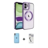 MARSİLYAN™- iPhone 11 Kılıf Nova Işık Özel Seri - Şeffaf Uv Polymer Nano Ekran Koruyucu + Neon Fosforlu Kamera Lens - TU