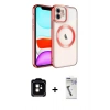 MARSİLYAN™- iPhone 11 Kılıf Nova Işık Özel Seri - Şeffaf Uv Polymer Nano Ekran Koruyucu + Turuncu PVD Metal Kamera Lens