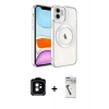 MARSİLYAN™- iPhone 11 Kılıf Nova Işık Özel Seri - Şeffaf Uv Polymer Nano Ekran Koruyucu + Turuncu PVD Metal Kamera Lens