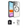 MARSİLYAN™- iPhone 11 Kılıf Nova Işık Özel Seri - Şeffaf Uv Polymer Nano Ekran Koruyucu + Turuncu PVD Metal Kamera Lens