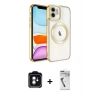 MARSİLYAN™- iPhone 11 Kılıf Nova Işık Özel Seri - Şeffaf Uv Polymer Nano Ekran Koruyucu + PVD Metal Kamera Lens - YL