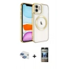 MARSİLYAN™- iPhone 11 Kılıf Nova Işık Özel Seri - Siyah 34D Hayalet Izgaralı Cam + Gökkuşağı Pers Alüminyum Kamera Lens