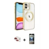MARSİLYAN™- iPhone 11 Kılıf Nova Işık Özel Seri - Siyah 34D Hayalet Izgaralı Cam + Kırmızı Pers Alüminyum Kamera Lens