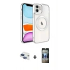 MARSİLYAN™- iPhone 11 Kılıf Nova Işık Özel Seri - Siyah 34D Hayalet Izgaralı Cam + Pers Alüminyum Kamera Lens - LT