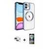 MARSİLYAN™- iPhone 11 Kılıf Nova Işık Özel Seri - Siyah 34D Hayalet Izgaralı Cam + Pers Alüminyum Kamera Lens - LT