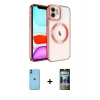 MARSİLYAN™- iPhone 11 Kılıf Nova Işık Özel Seri - Siyah 34D Hayalet Izgaralı Cam + Neon Fosforlu Kamera Lens - MI