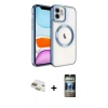 MARSİLYAN™- iPhone 11 Kılıf Nova Işık Özel Seri - Siyah 34D Hayalet Izgaralı Cam + Pers Alüminyum Kamera Lens - GD