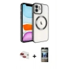 MARSİLYAN™- iPhone 11 Kılıf Nova Işık Özel Seri - Siyah 34D Hayalet Izgaralı Cam + Pers Alüminyum Kamera Lens - KI