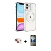 MARSİLYAN™- iPhone 11 Kılıf Nova Işık Özel Seri - Siyah 34D Hayalet Izgaralı Cam + Pers Alüminyum Kamera Lens - KI