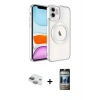 MARSİLYAN™- iPhone 11 Kılıf Nova Işık Özel Seri - Siyah 34D Hayalet Izgaralı Cam + Pers Alüminyum Kamera Lens - YL